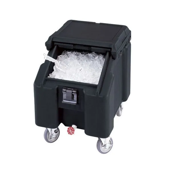 Open ice caddy showing storage capacity